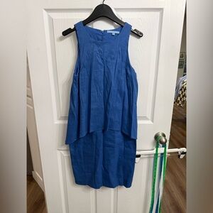 Antonio Melani Linen Shift Dress Blue Aura Size 4 NWT layered sleeveless coastal
